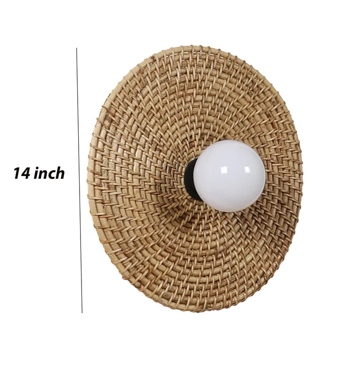 Rattan Wall Sconce for Bedroom | Cane Wall Lamp - Pryston