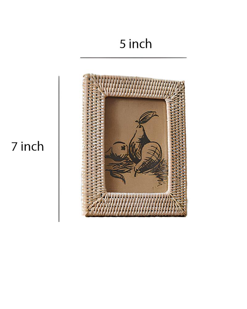Rattan Photo Frame 4x6 Inch for Home - Kaia