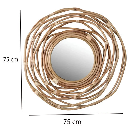 Rattan Wall Mirror for Living Room - Weslan