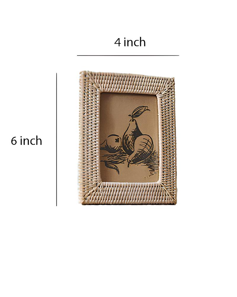 Rattan Photo Frame 4x6 Inch for Home - Kaia