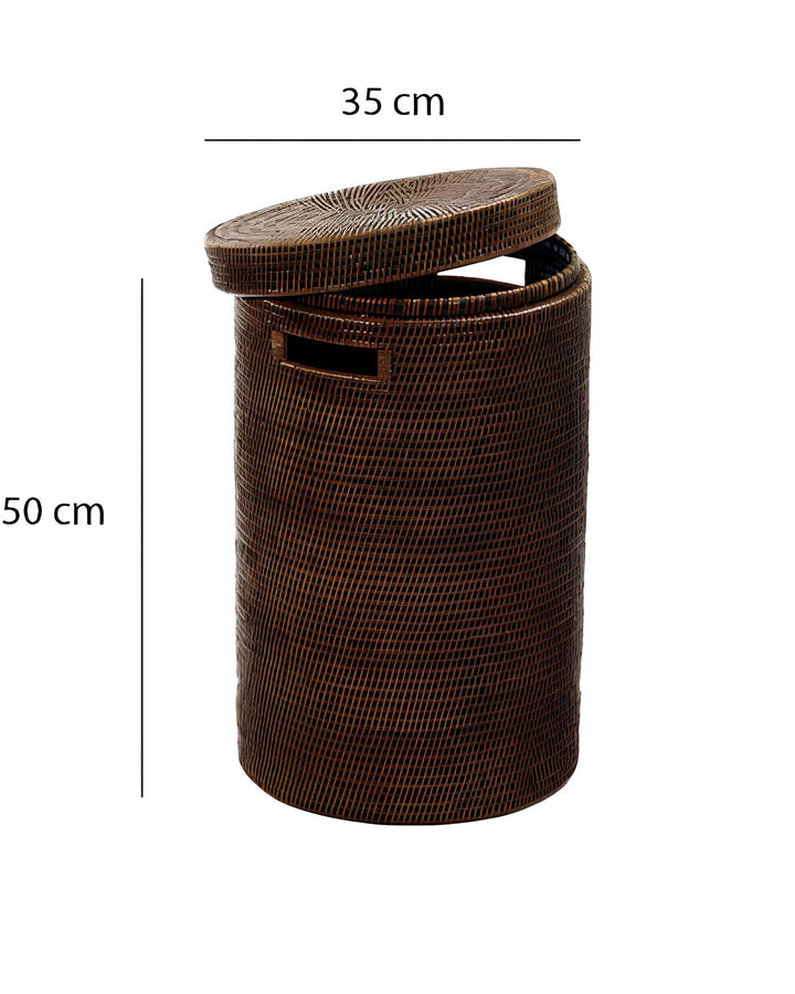 Rattan Laundry Basket with Lid for Bathroom - Alex