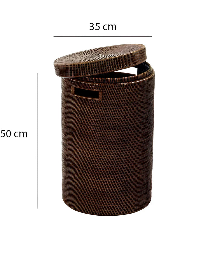 Rattan Laundry Basket with Lid for Bathroom - Alex