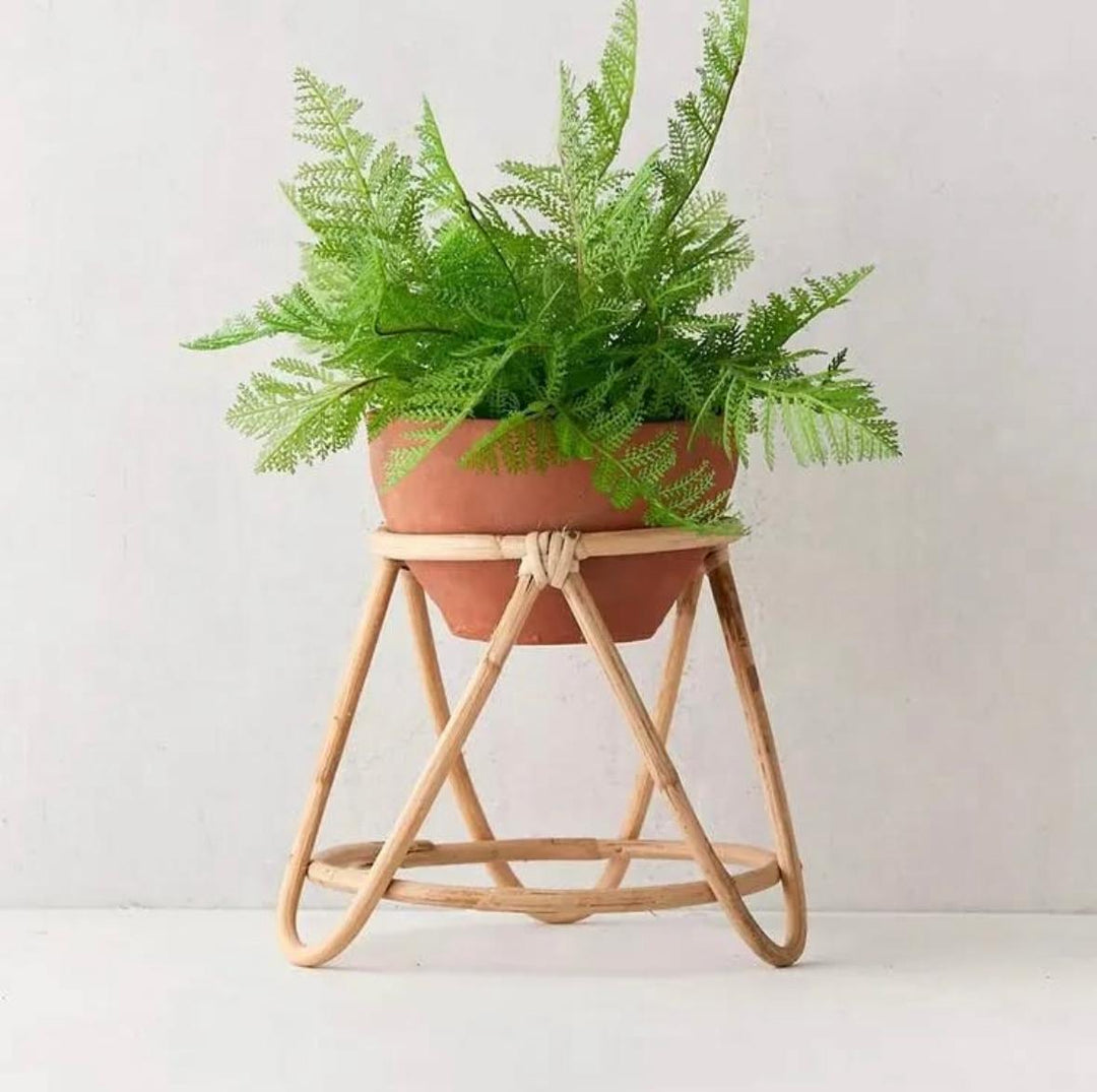Handcrafted Rattan Planter Stand with Ceramic Pot – Boho & Cozy Home Décor - HEVERY by Luxury Rattan Handicrafts 