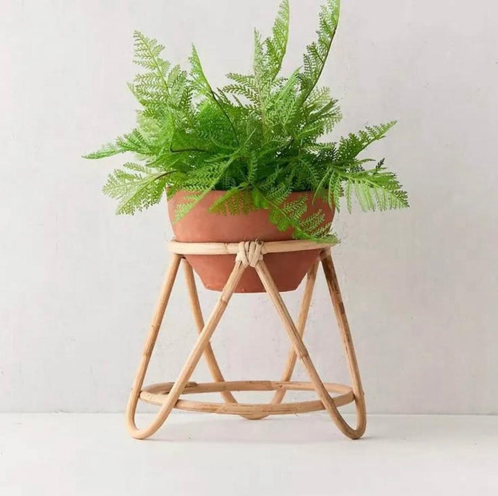 Handcrafted Rattan Planter Stand with Ceramic Pot – Boho & Cozy Home Décor - HEVERY by Luxury Rattan Handicrafts 