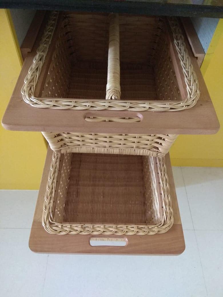 Wicker Basket for Modular Kitchen | Cane Basket 18 x 18 x 8 - Selvi - Luxury Rattan Handicrafts 