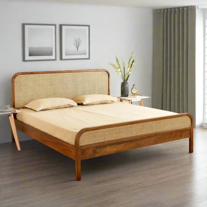 Rattan & Cane Bed for Bedroom - Vesper