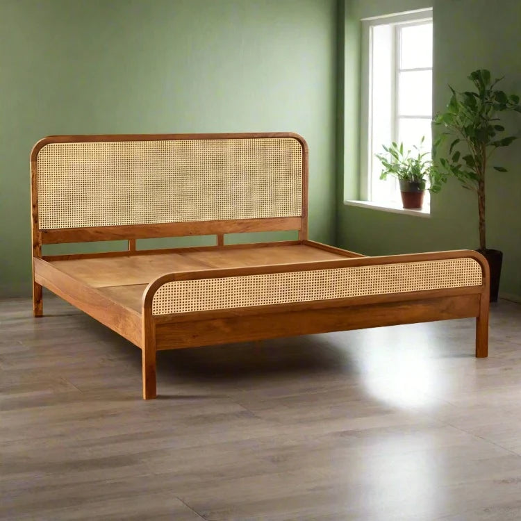 Rattan & Cane Bed for Bedroom - Vesper
