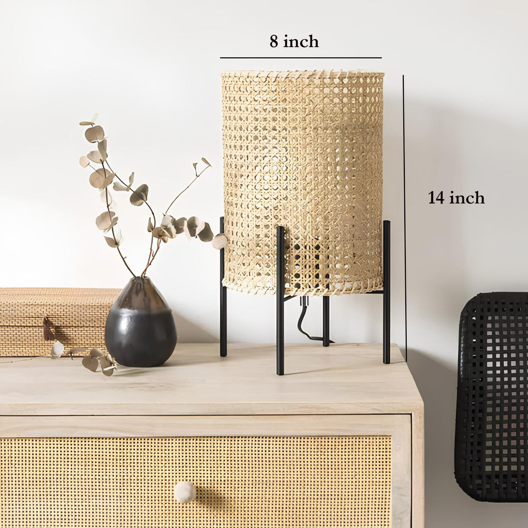 Rattan Table lamp for Living room | Bamboo Bedside table lamp | Cane Table lamp -Addie by Luxury Rattan Handicrafts 