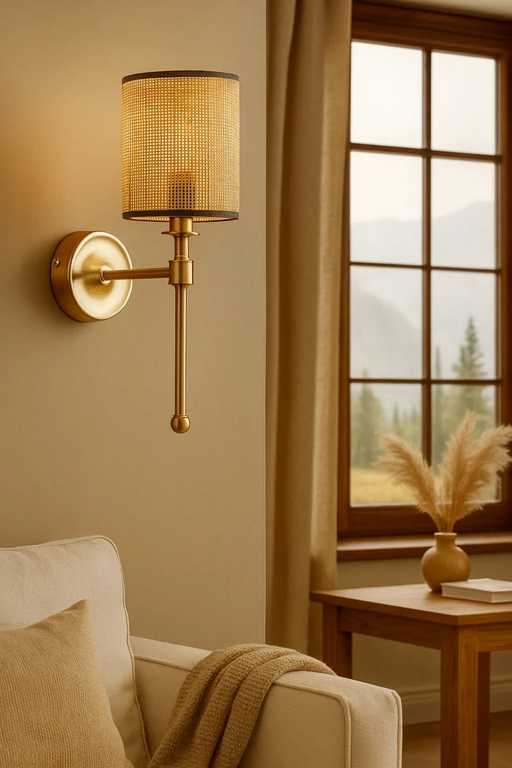 Bamboo Wall Light for Hallway | Rattan Wall Sconce - Roscoe
