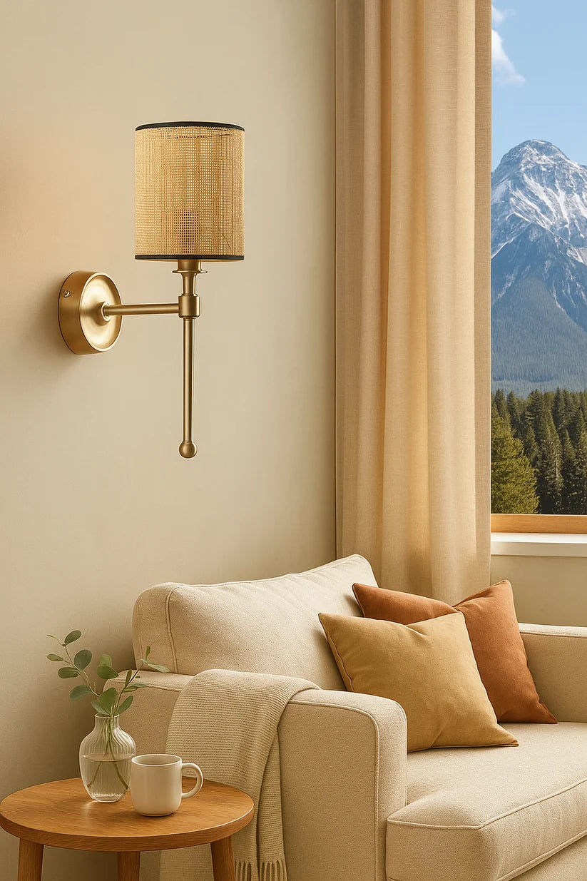 Bamboo Wall Light for Hallway | Rattan Wall Sconce - Roscoe