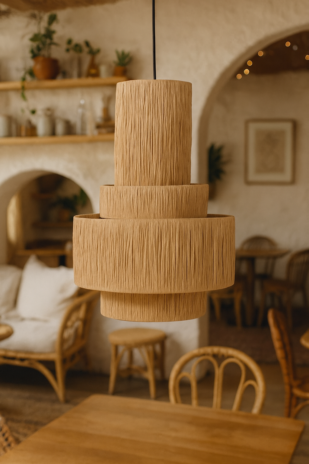 Bamboo Chandelier for Staircase | Cane Hanging Light - Callum