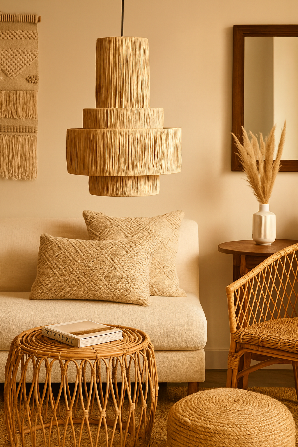 Bamboo Chandelier for Staircase | Cane Hanging Light - Callum