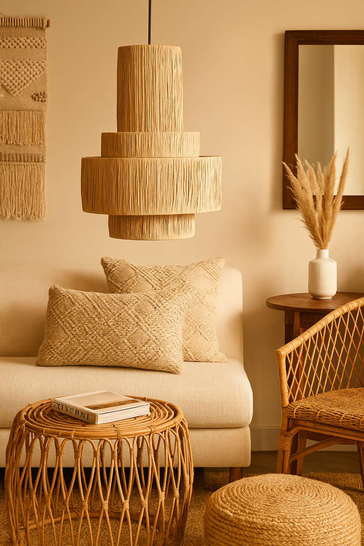Bamboo Chandelier for Staircase | Cane Hanging Light - Callum