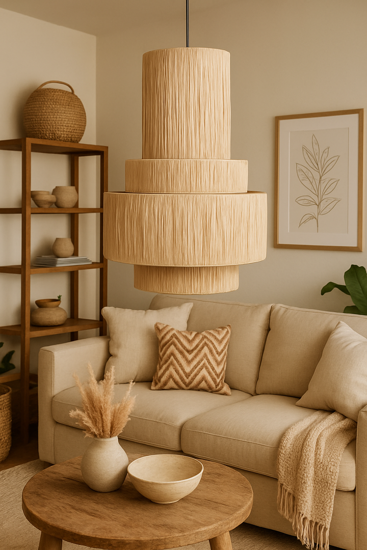 Bamboo Chandelier for Staircase | Cane Hanging Light - Callum