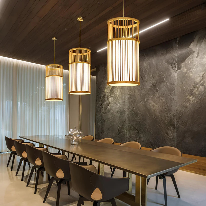 Bamboo Hanging Light for Hallway | Rattan Pendant Lamp - Fenn
