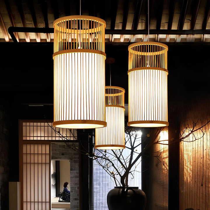 Bamboo Hanging Light for Hallway | Rattan Pendant Lamp - Fenn