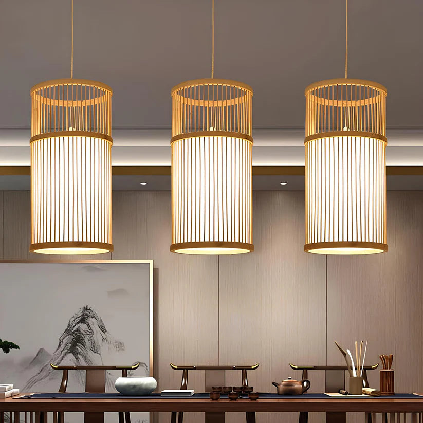 Bamboo Hanging Light for Hallway | Rattan Pendant Lamp - Fenn