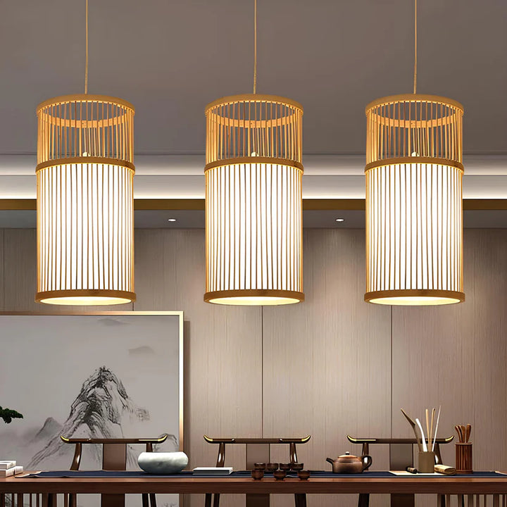 Bamboo Hanging Light for Hallway | Rattan Pendant Lamp - Fenn