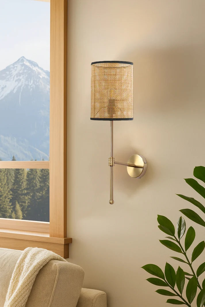 Rattan Wall Sconce for Hallway | Cane Wall Lamp - Rafferston