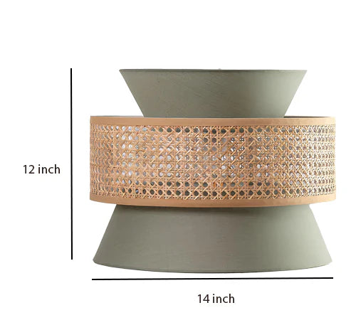 Bamboo Ceiling Light for Living Room | Rattan Flush Mount Lamp - Amelia