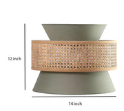 Bamboo Ceiling Light for Living Room | Rattan Flush Mount Lamp - Amelia