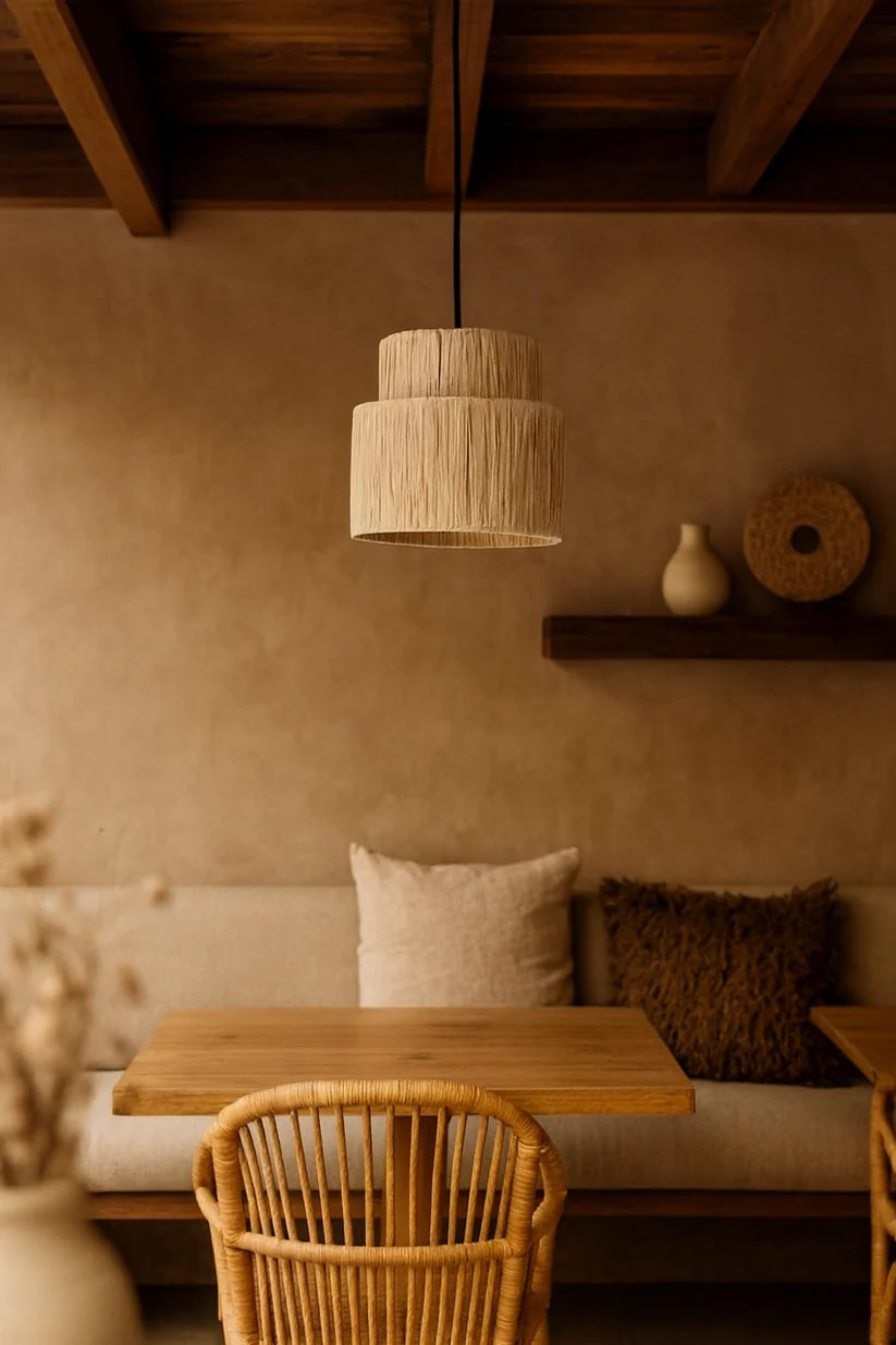 Raffia Hanging Light for Kitchen | Natural Pendant Lamp - Kellan