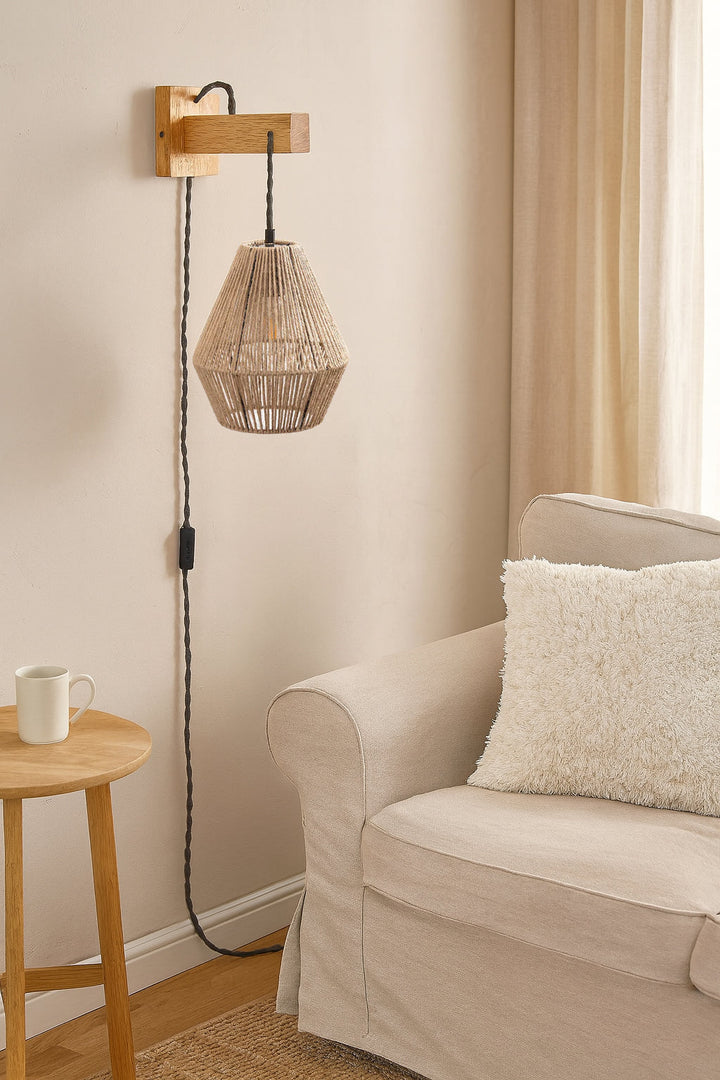 Wicker Wall Lamp for Living Room - Zephander