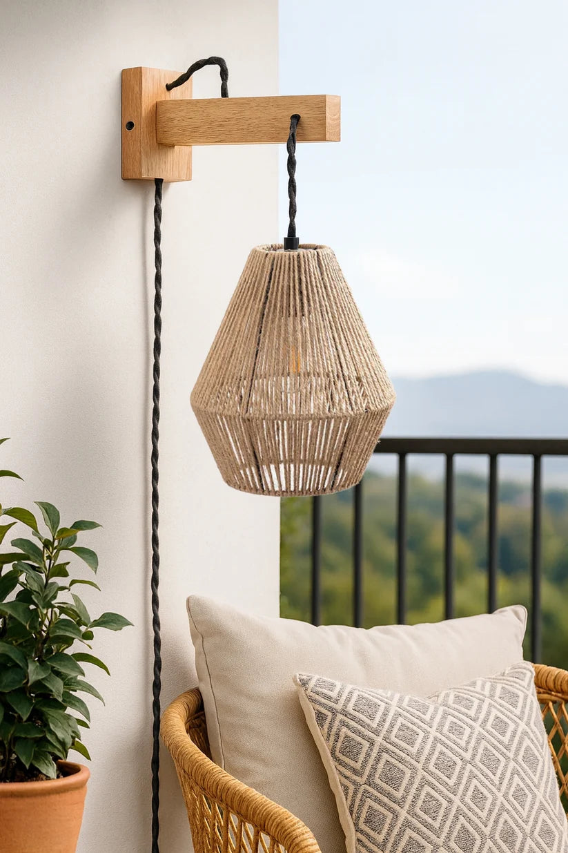 Wicker Wall Lamp for Living Room - Zephander
