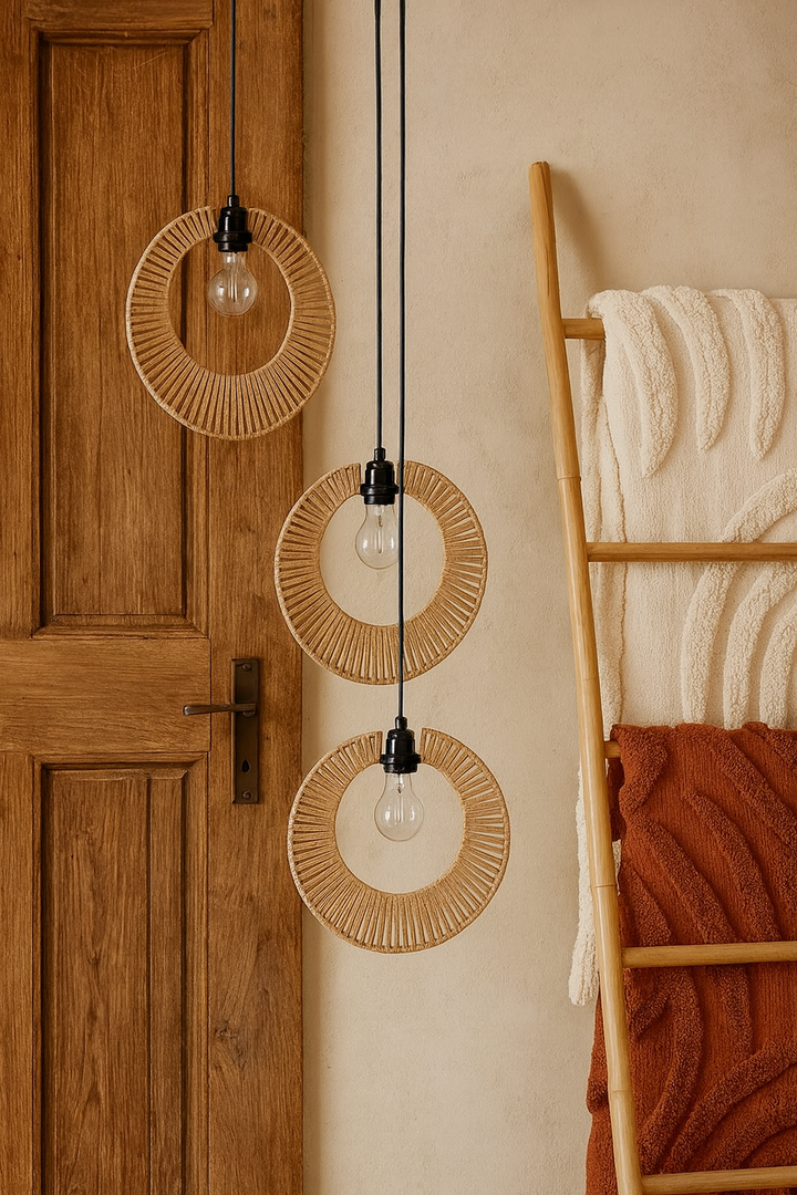 Jute Ceiling Light for Hallway | Natural Hanging Lamp - Gareth