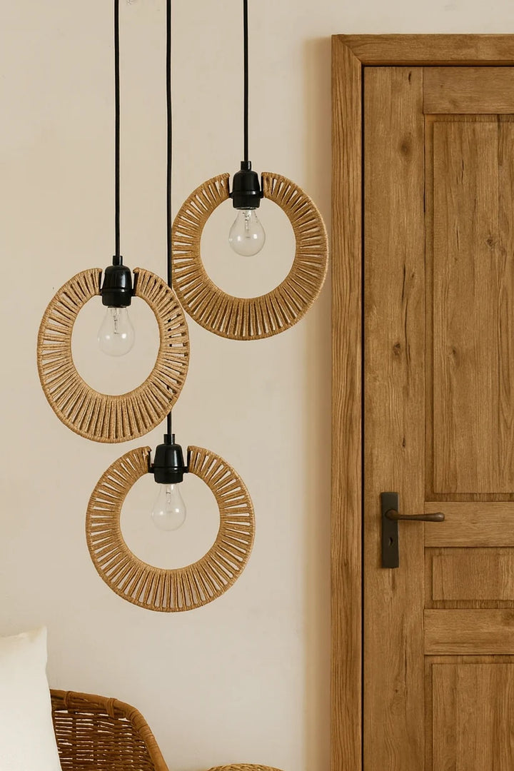 Jute Ceiling Light for Hallway | Natural Hanging Lamp - Gareth