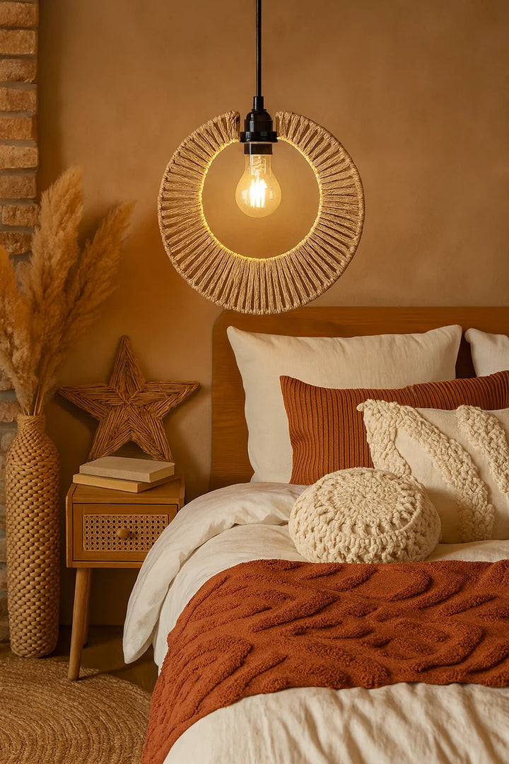 Jute Ceiling Light for Hallway | Natural Hanging Lamp - Gareth