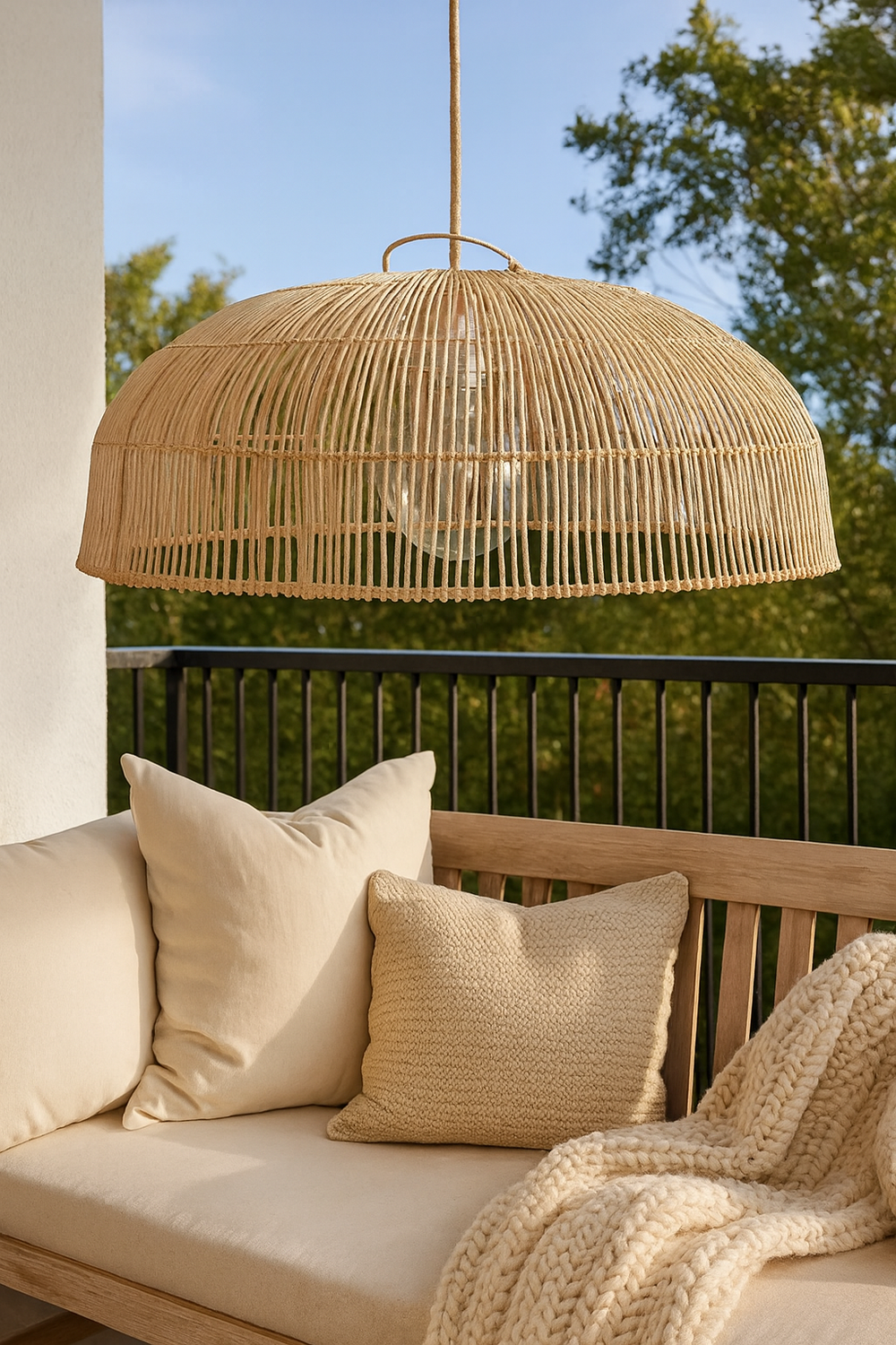 Bamboo Pendant Light for Living Room 16 Inch - Anbu by Luxury Rattan Handicrafts 