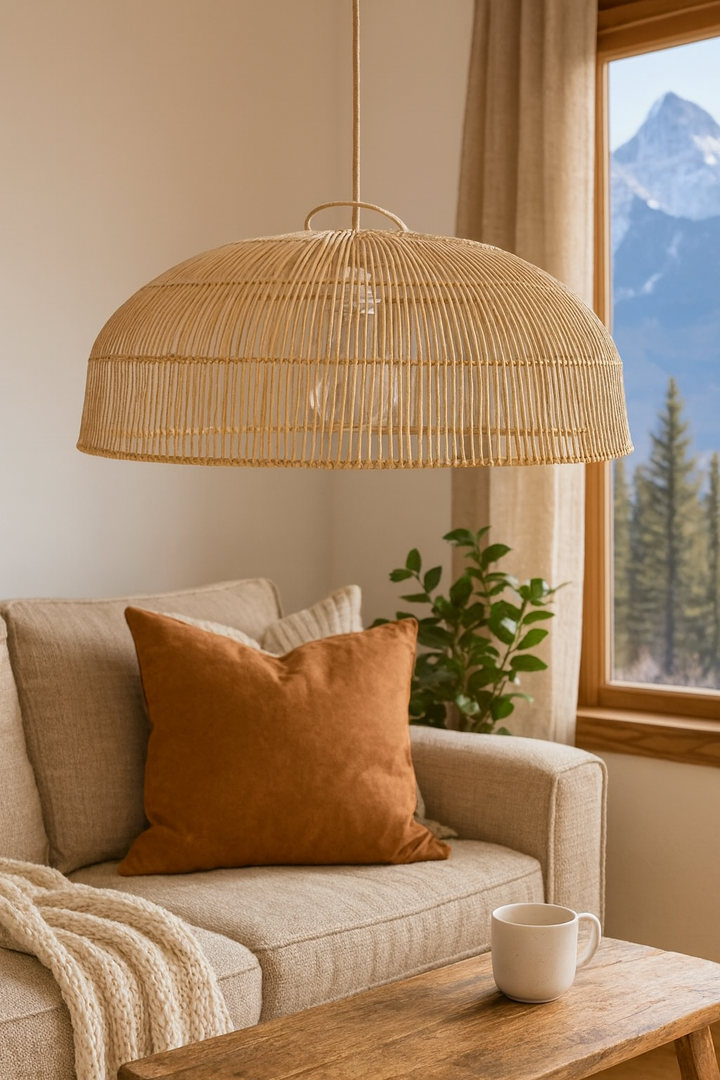 Bamboo Pendant Light for Living Room 16 Inch - Anbu by Luxury Rattan Handicrafts 