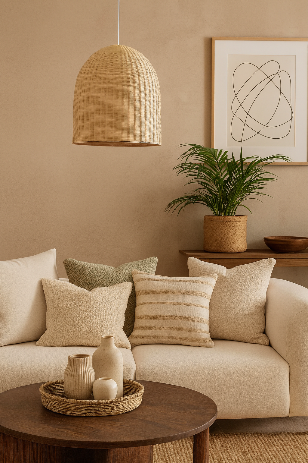 Bamboo Hanging Light for Kitchen | Cane Pendant Lamp - Anica