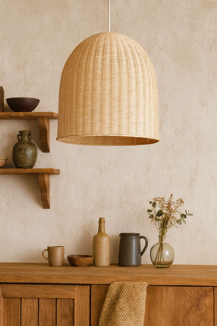 Bamboo Hanging Light for Kitchen | Cane Pendant Lamp - Anica