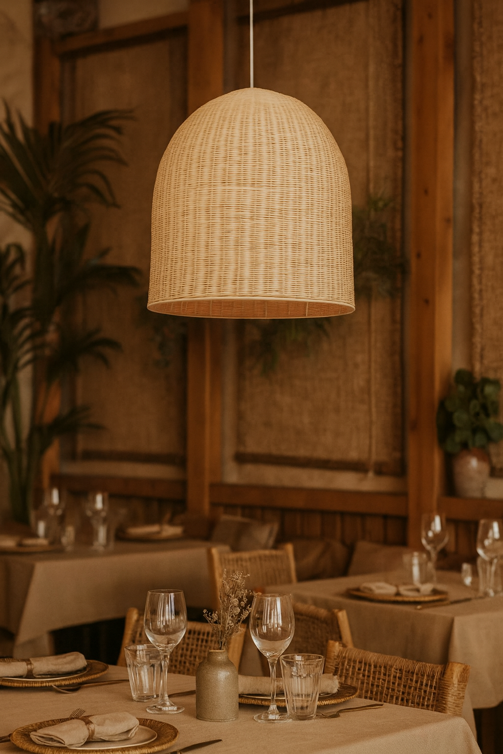 Bamboo Hanging Light for Kitchen | Cane Pendant Lamp - Anica