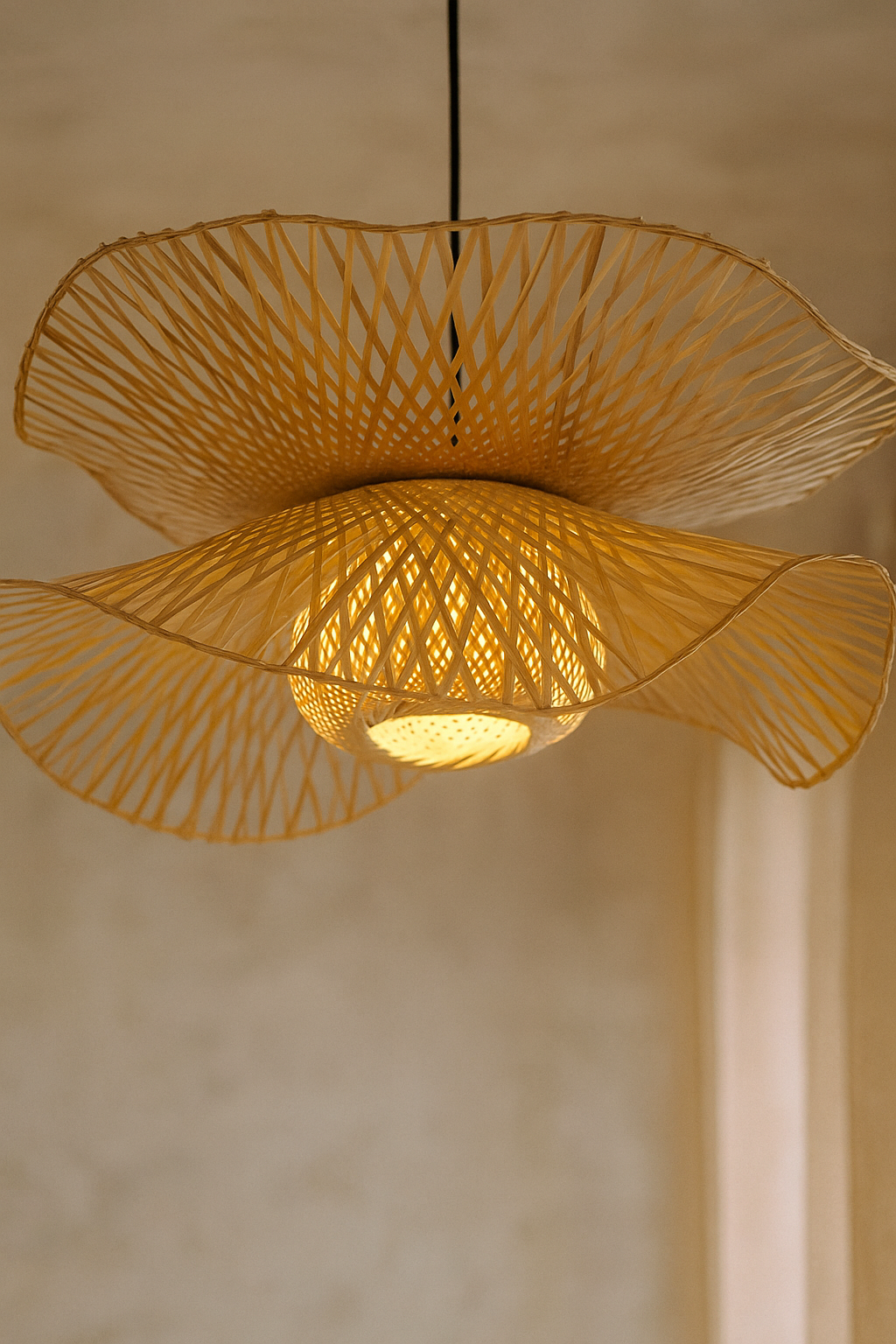 Bamboo Pendant Light for Living Room - ARAMINTA by Luxury Rattan Handicrafts 