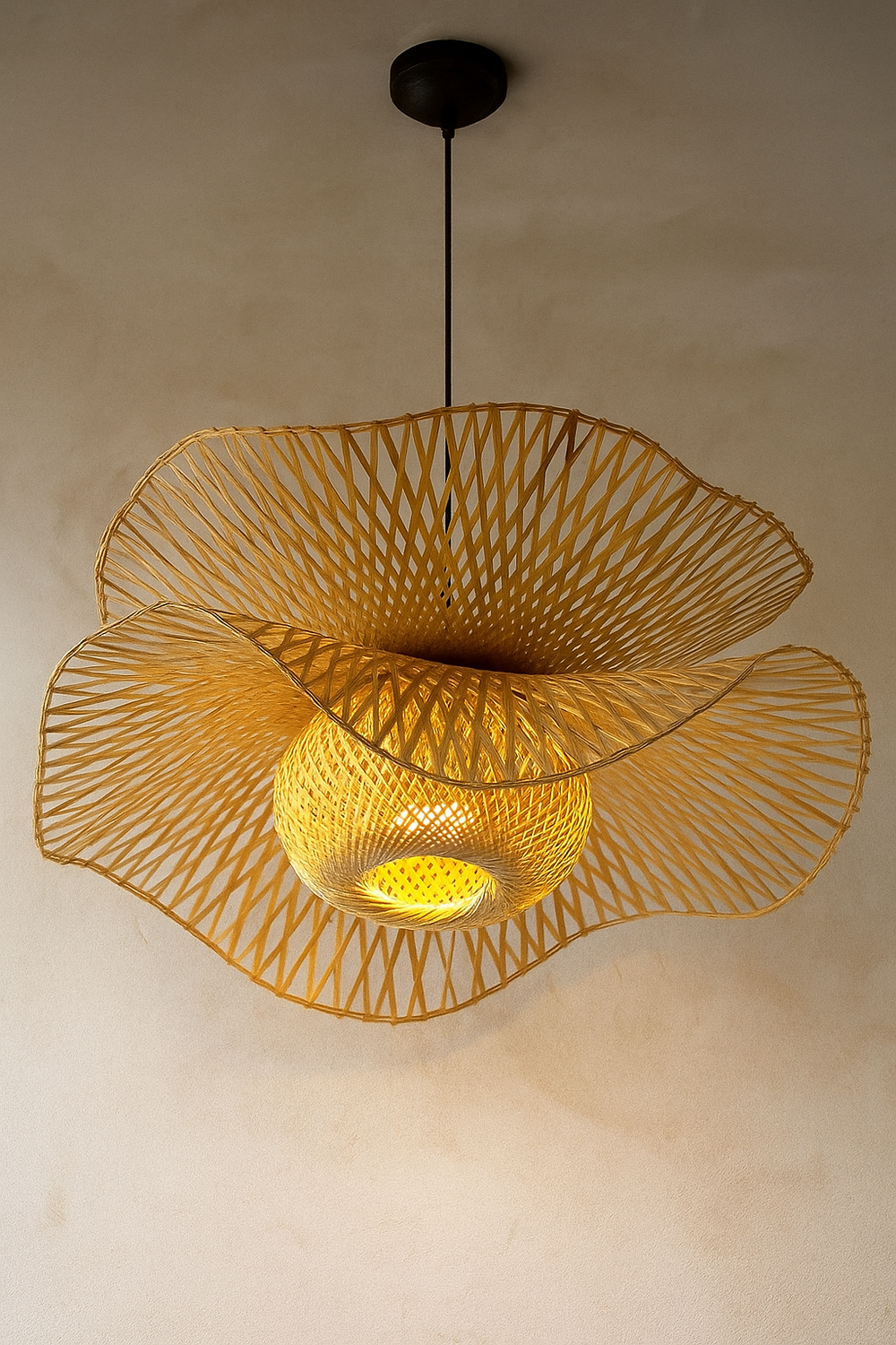 Bamboo Pendant Light for Living Room - ARAMINTA by Luxury Rattan Handicrafts 