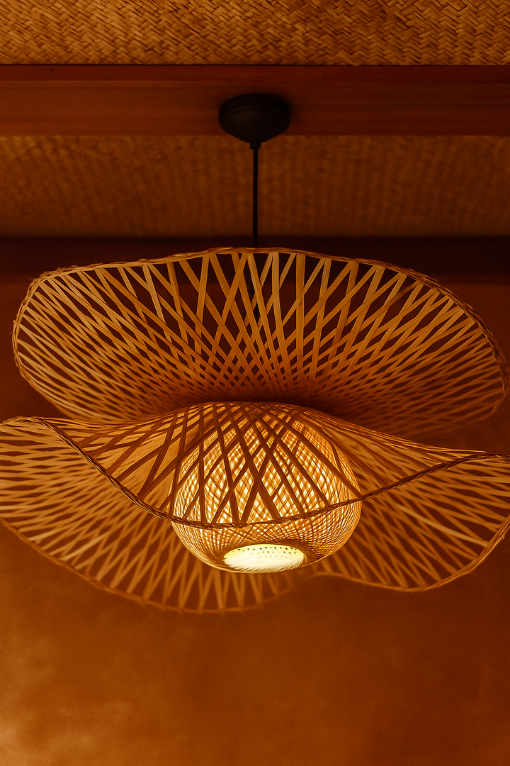 Bamboo Pendant Light for Living Room - ARAMINTA by Luxury Rattan Handicrafts 