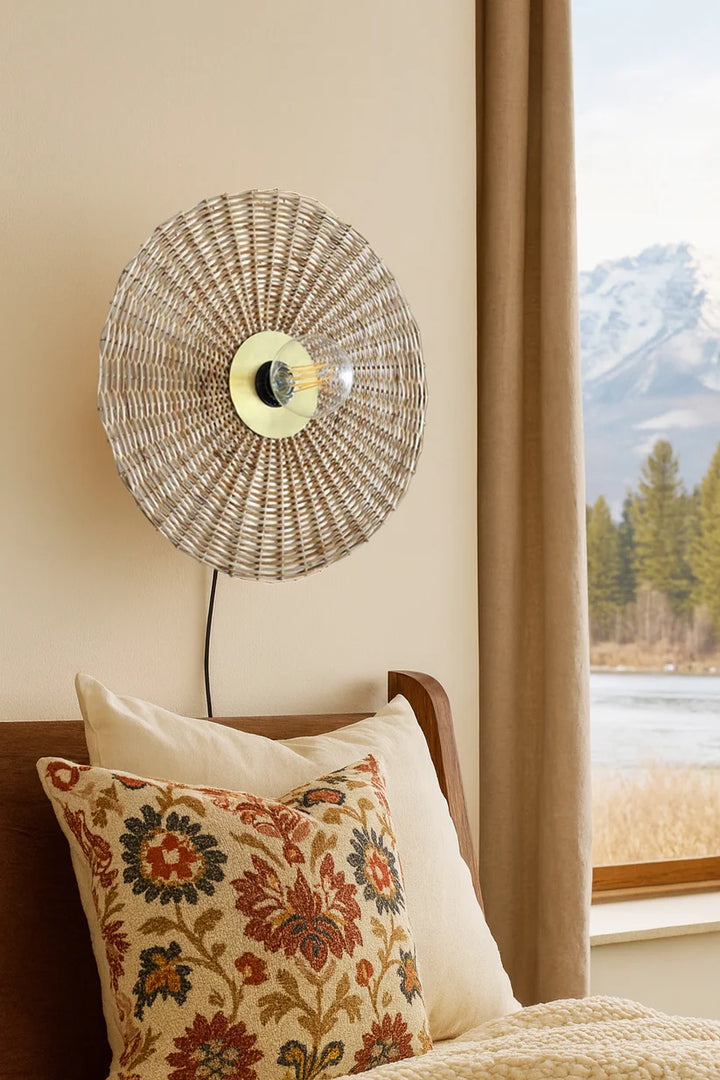 Jute Wall Lamp for Hallway | Bamboo Wall Sconce- Baxter