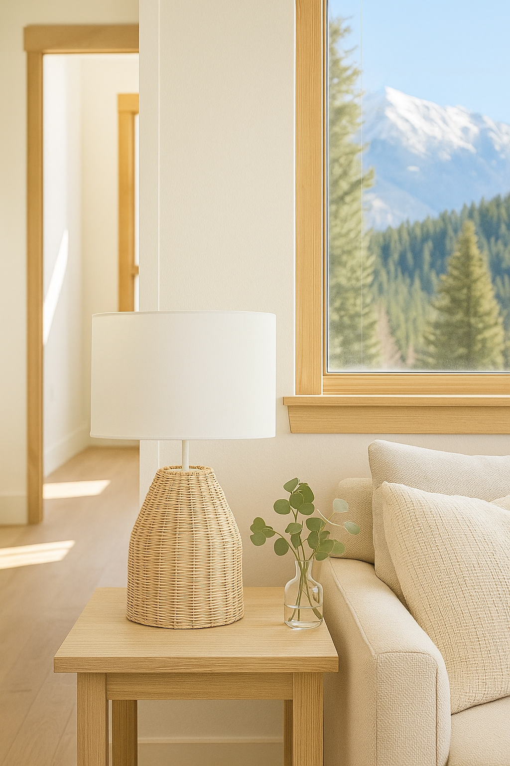 Rattan Table lamp for Living room | Bamboo Bedside table lamp | Cane Table lamp -Asuka by Luxury Rattan Handicrafts 