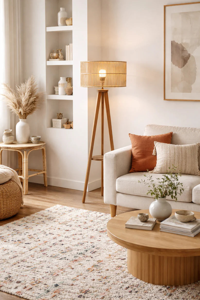 Bamboo Floor Lamp for Living Room | Boho Standing Lamp - Lior