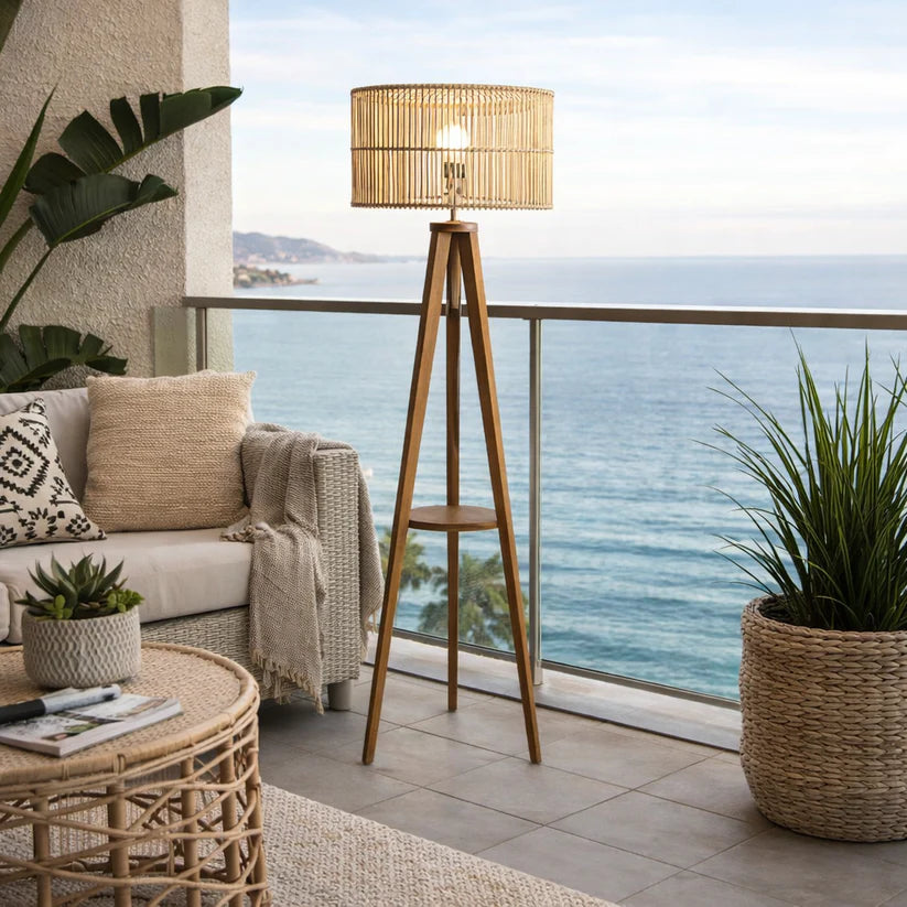 Bamboo Floor Lamp for Living Room | Boho Standing Lamp - Lior