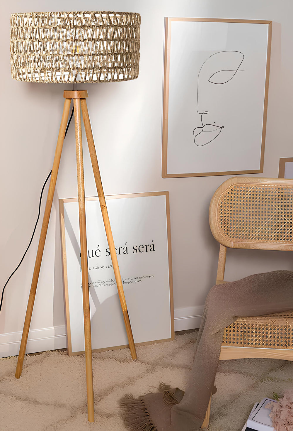 Rattan Floor Lamp | Bamboo Floor Lamp | Cane Floor Lamp - Lavya by Luxury Rattan Handicrafts  - Lighting > Floor Lamps