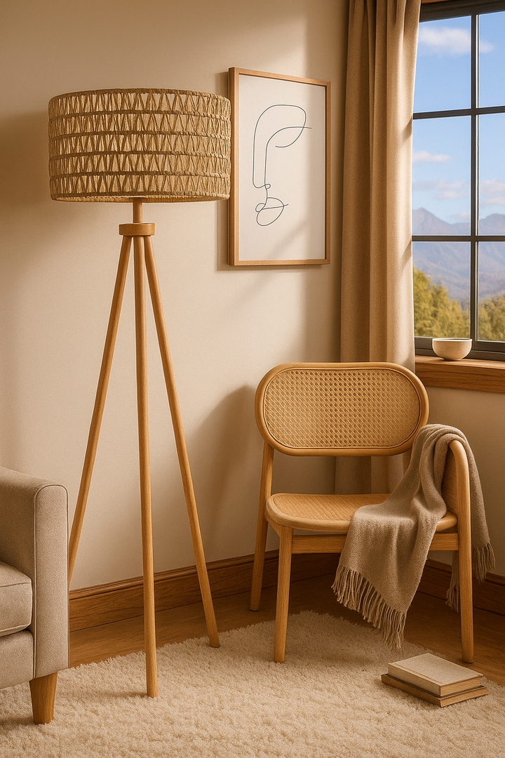 Rattan Floor Lamp | Bamboo Floor Lamp | Cane Floor Lamp - Lavya by Luxury Rattan Handicrafts  - Lighting > Floor Lamps