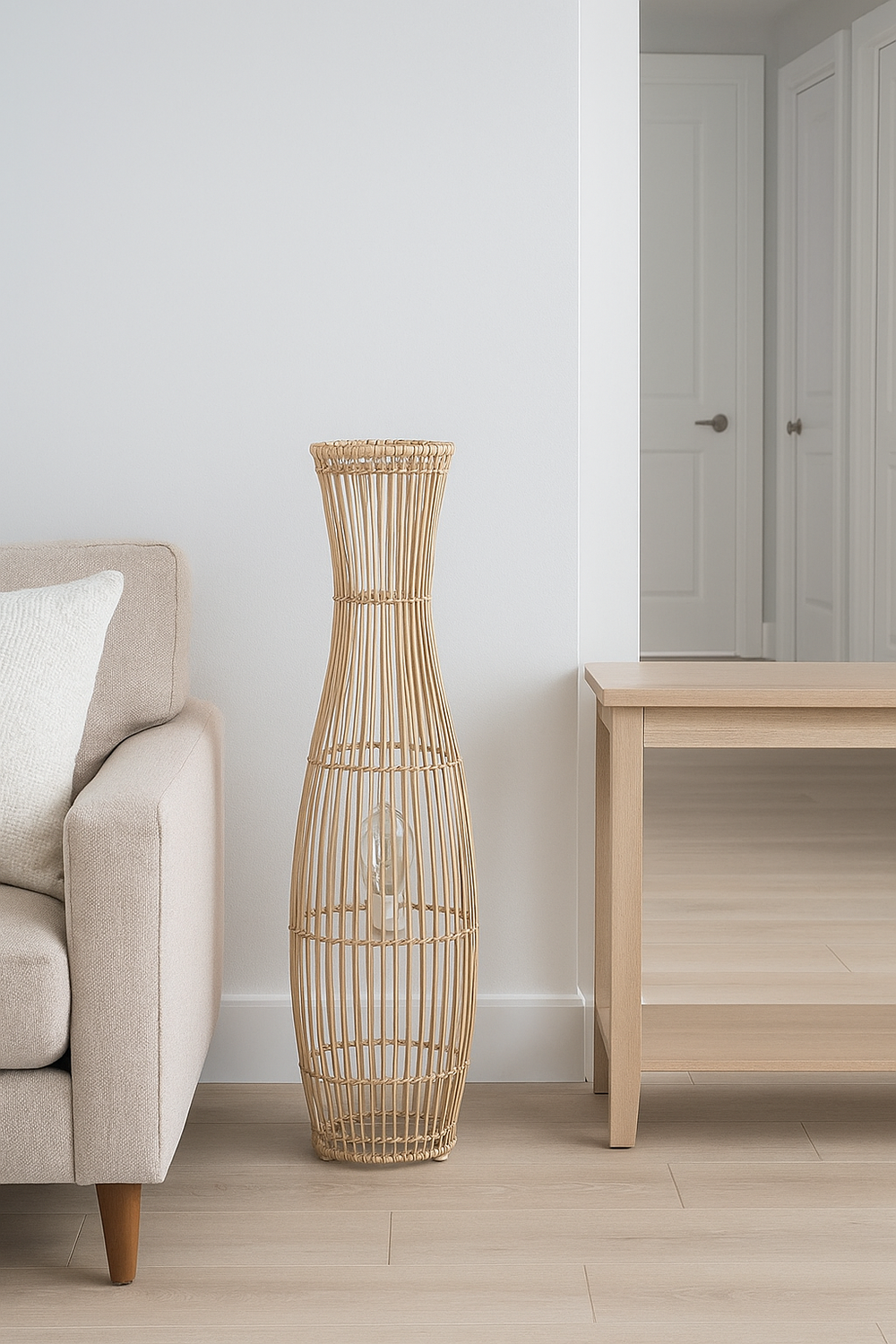 Rattan Floor Lamp | Bamboo Floor Lamp | Cane Floor Lamp - Samaya by Luxury Rattan Handicrafts  - Lighting > Floor Lamps