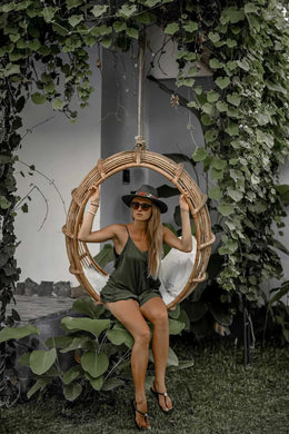 Bamboo Cane Swing Chair for Balcony & Bedroom - Kellan