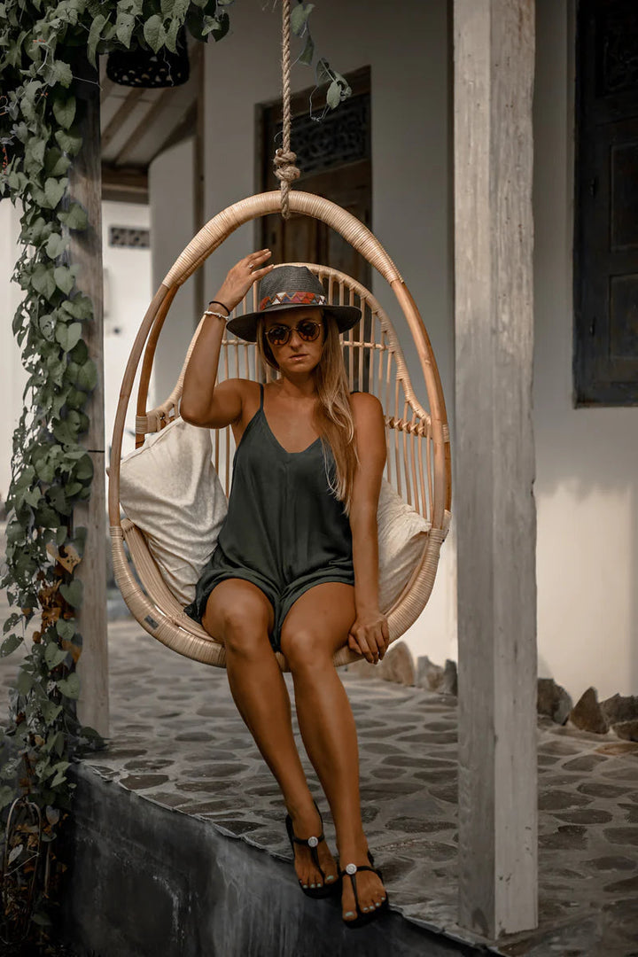 Bamboo Cane Swing Chair for Balcony & Patio - Corin