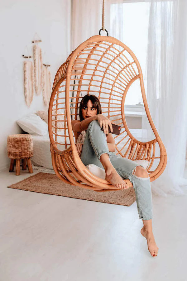 Bamboo Cane Swing Chair for Balcony & Living Room - Adah | Luxury Rattan Handicrafts 