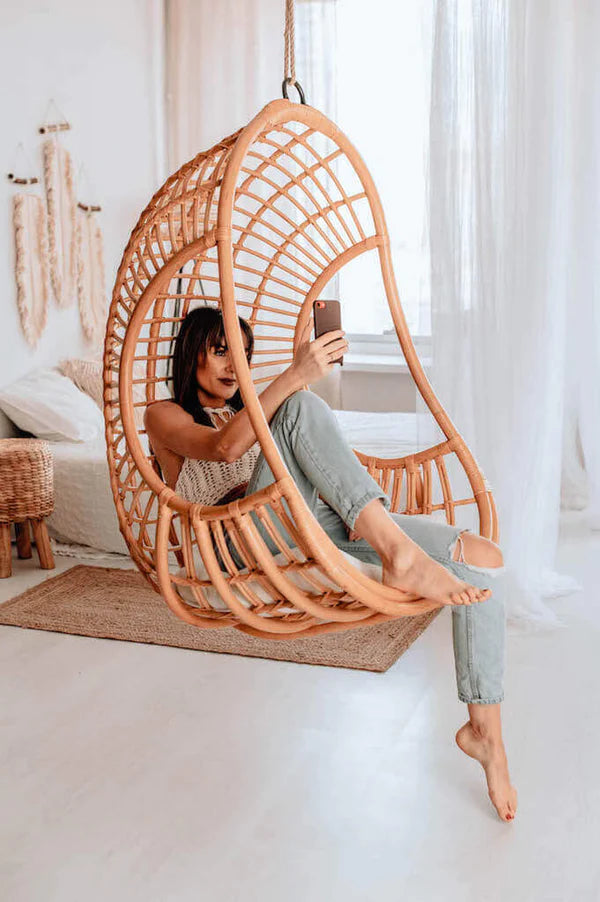 Bamboo Cane Swing Chair for Balcony & Living Room - Adah | Luxury Rattan Handicrafts 